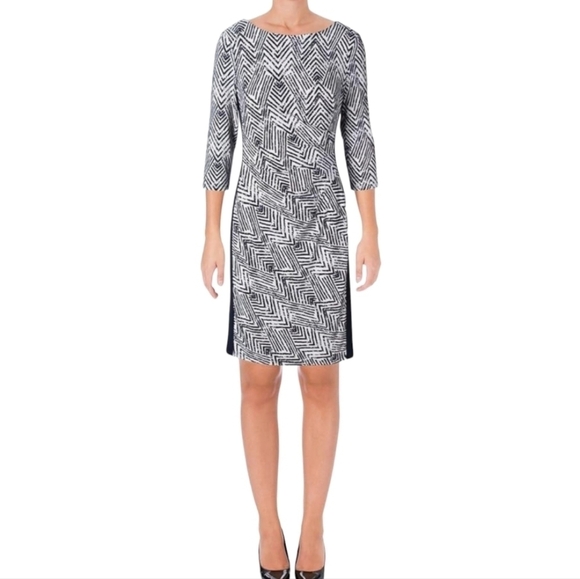 Lauren Ralph Lauren Chevron-Print Sheath Dress Sz 10 - Picture 1 of 10